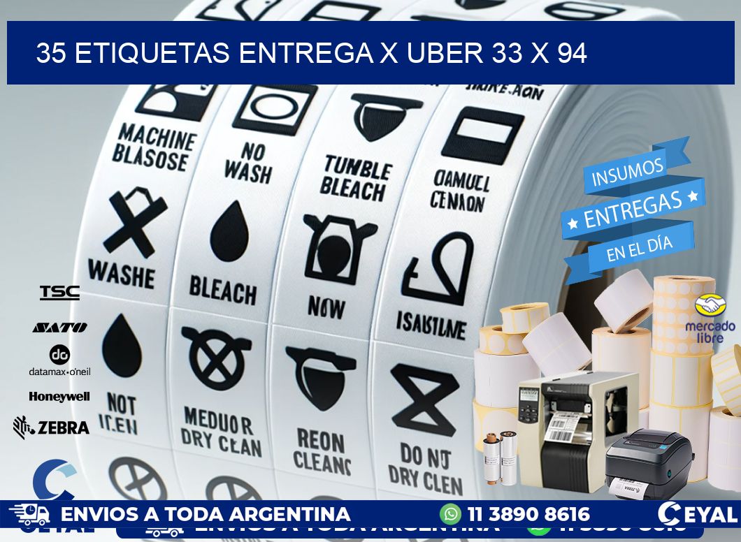 35 ETIQUETAS ENTREGA X UBER 33 x 94