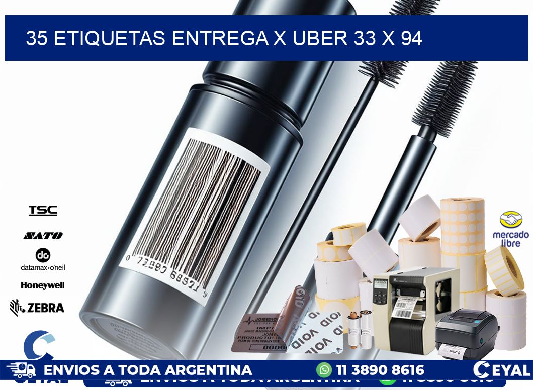 35 ETIQUETAS ENTREGA X UBER 33 x 94