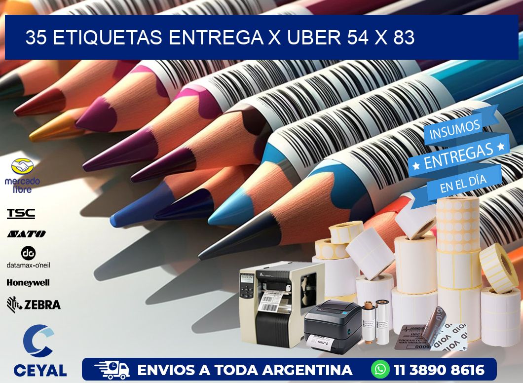 35 ETIQUETAS ENTREGA X UBER 54 x 83