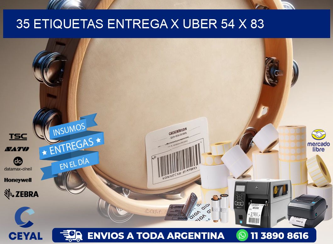 35 ETIQUETAS ENTREGA X UBER 54 x 83