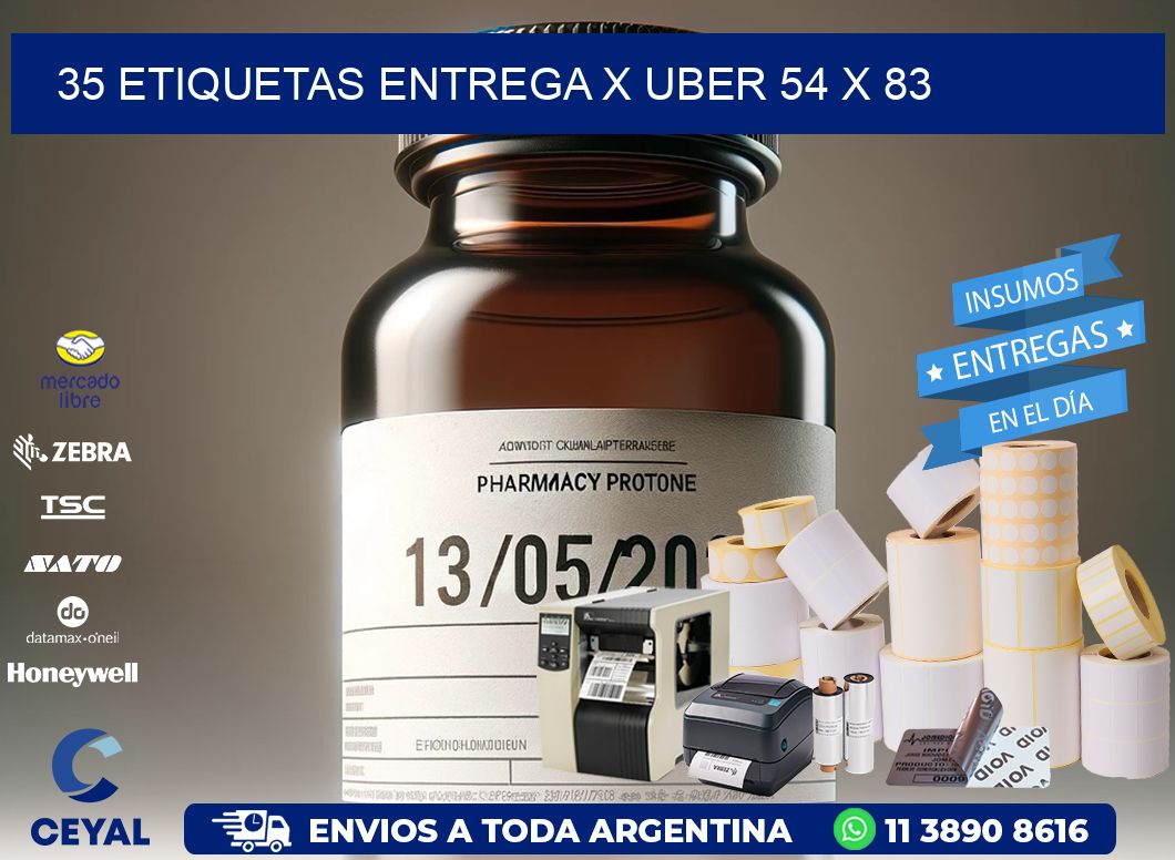 35 ETIQUETAS ENTREGA X UBER 54 x 83