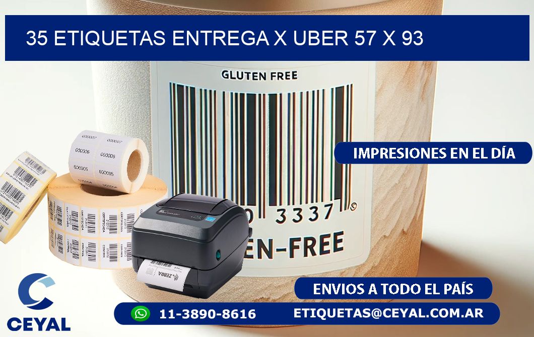 35 ETIQUETAS ENTREGA X UBER 57 x 93