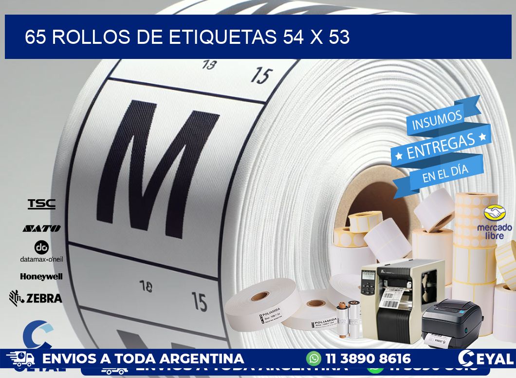 65 ROLLOS DE ETIQUETAS 54 x 53