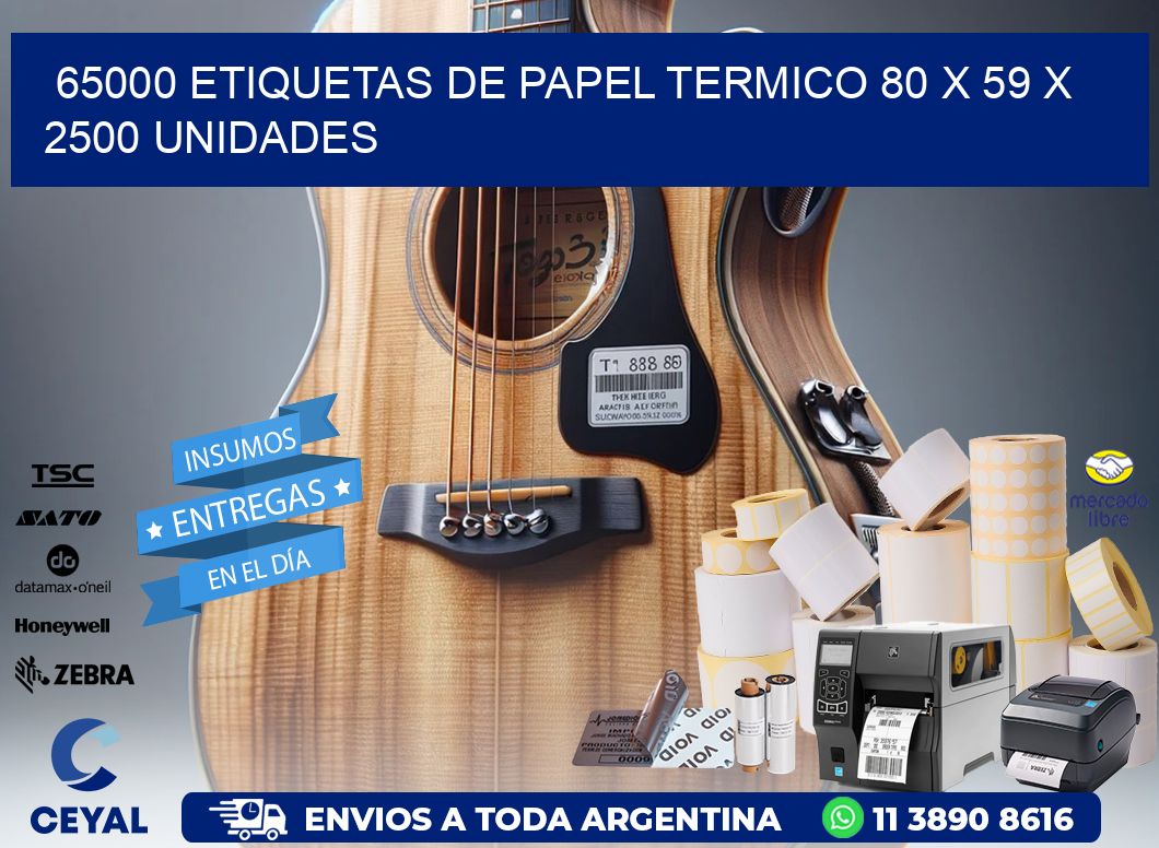 65000 ETIQUETAS DE PAPEL TERMICO 80 x 59 X 2500 UNIDADES