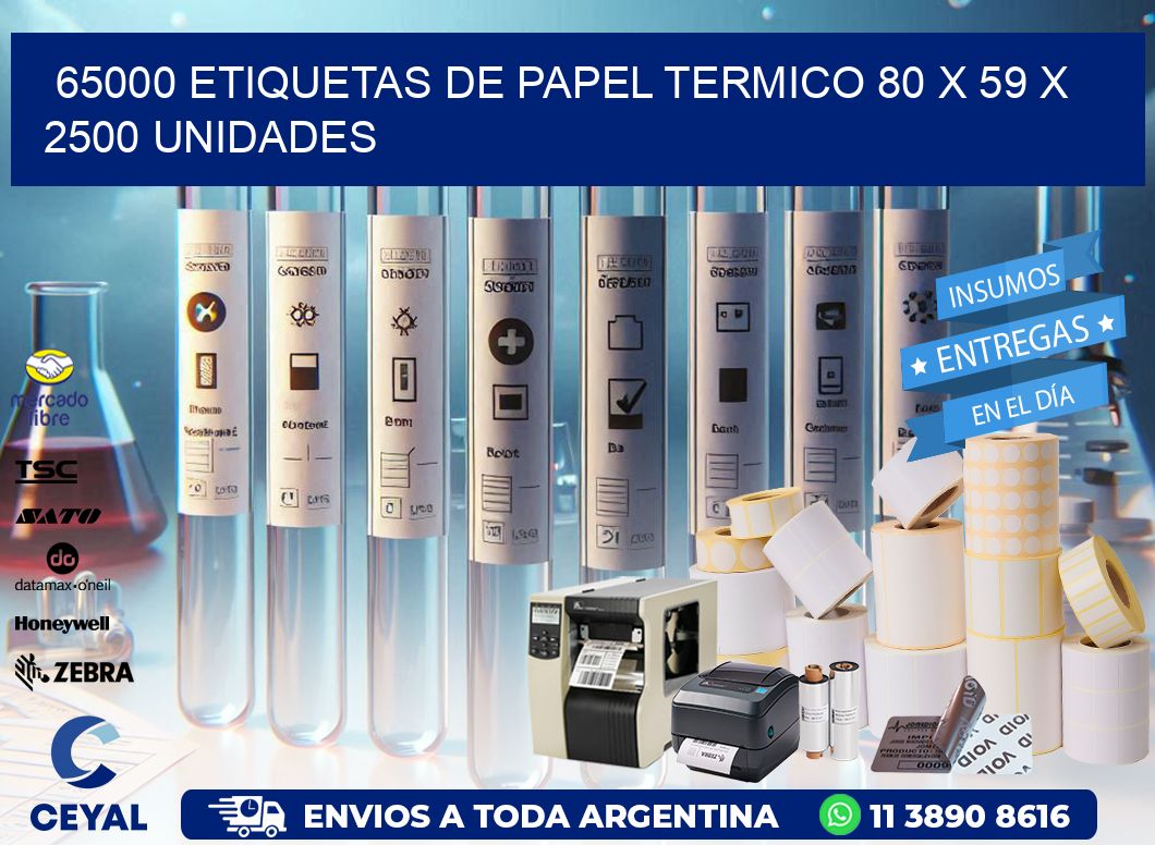 65000 ETIQUETAS DE PAPEL TERMICO 80 x 59 X 2500 UNIDADES