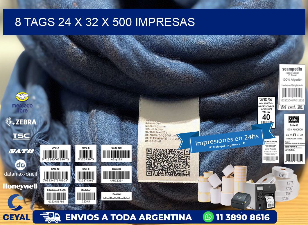 8 TAGS 24 x 32 X 500 IMPRESAS