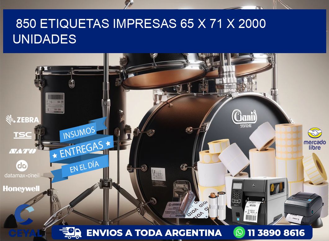 850 ETIQUETAS IMPRESAS 65 x 71 X 2000 UNIDADES