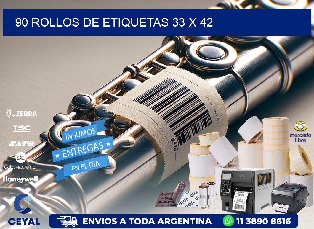 90 ROLLOS DE ETIQUETAS 33 x 42