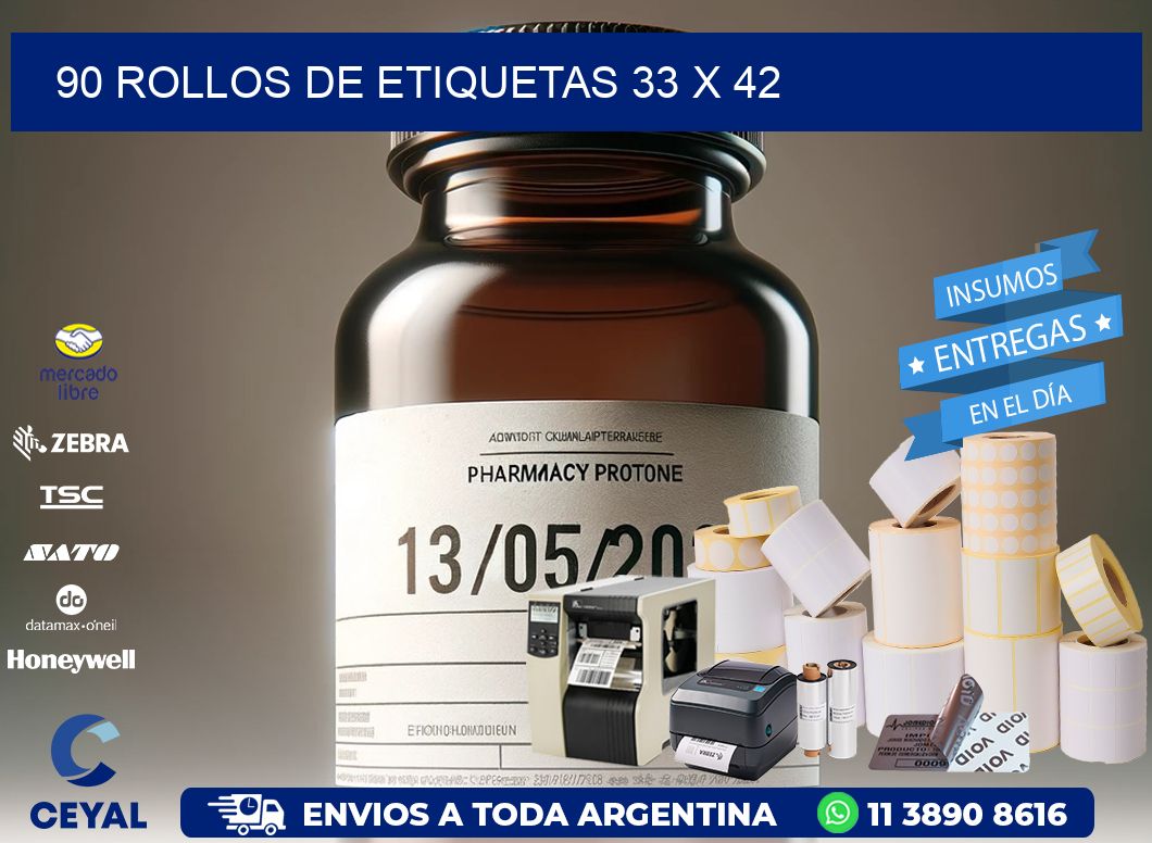 90 ROLLOS DE ETIQUETAS 33 x 42