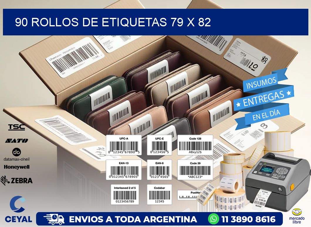 90 ROLLOS DE ETIQUETAS 79 x 82