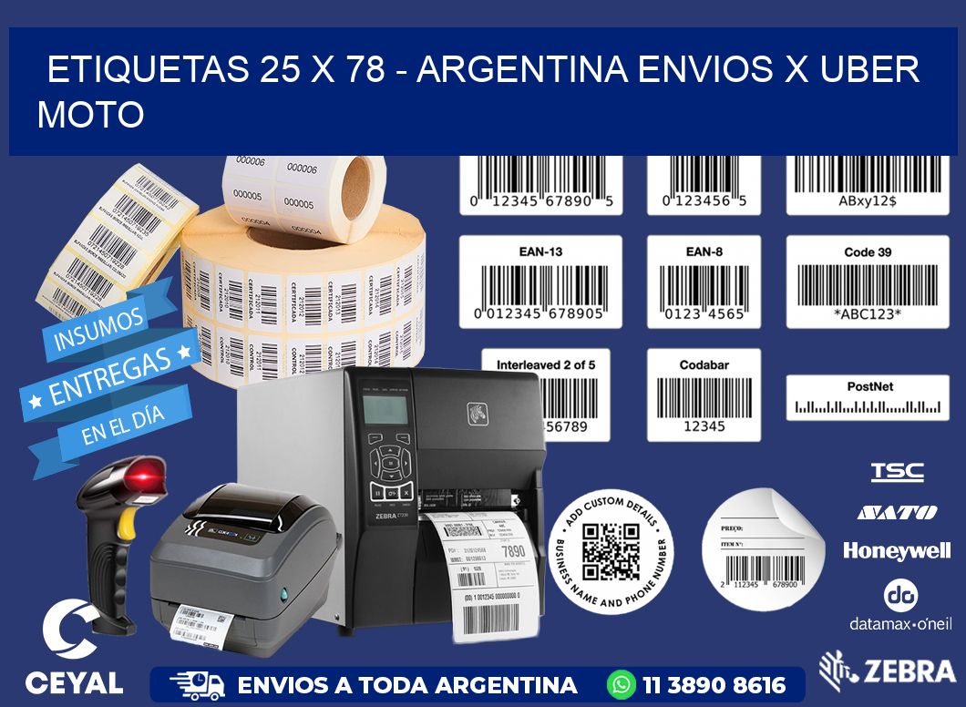 ETIQUETAS 25 x 78 - ARGENTINA ENVIOS X UBER MOTO