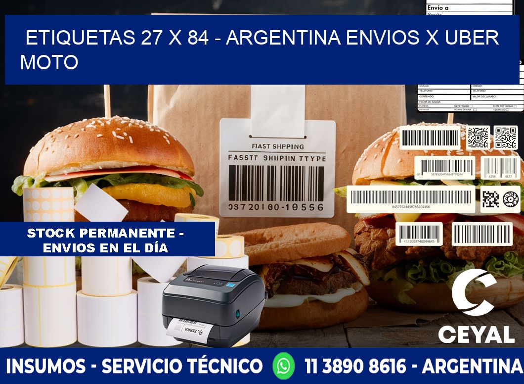 ETIQUETAS 27 x 84 - ARGENTINA ENVIOS X UBER MOTO