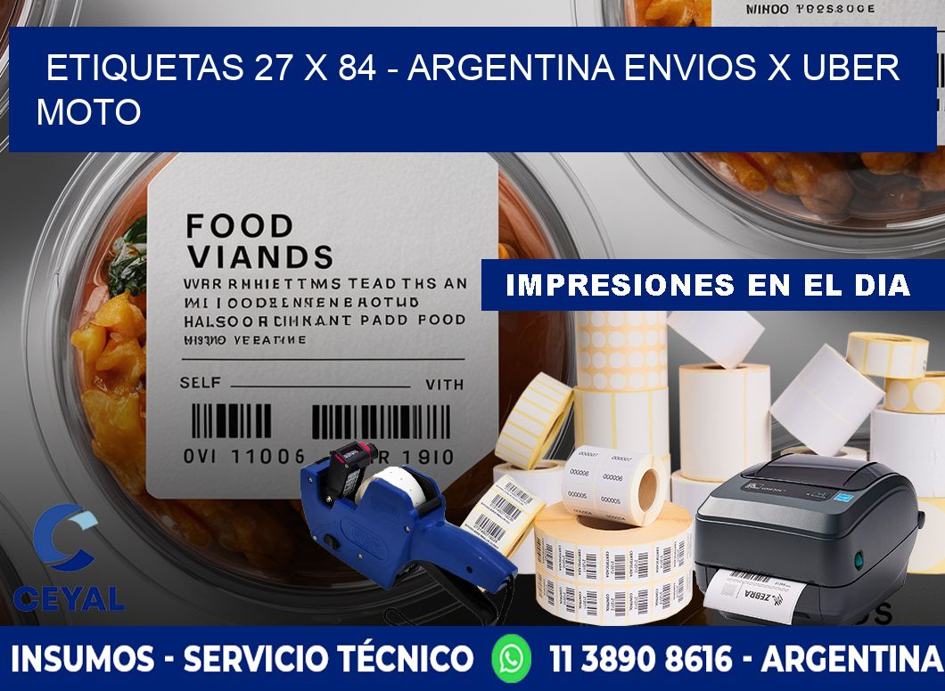 ETIQUETAS 27 x 84 - ARGENTINA ENVIOS X UBER MOTO