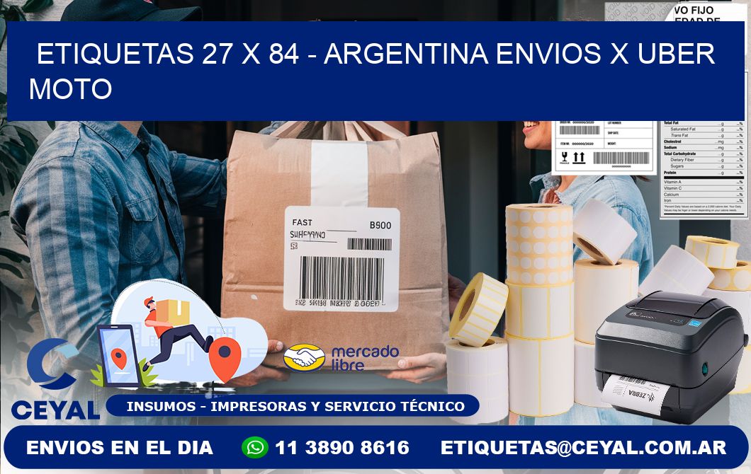 ETIQUETAS 27 x 84 - ARGENTINA ENVIOS X UBER MOTO