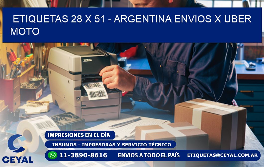 ETIQUETAS 28 x 51 - ARGENTINA ENVIOS X UBER MOTO