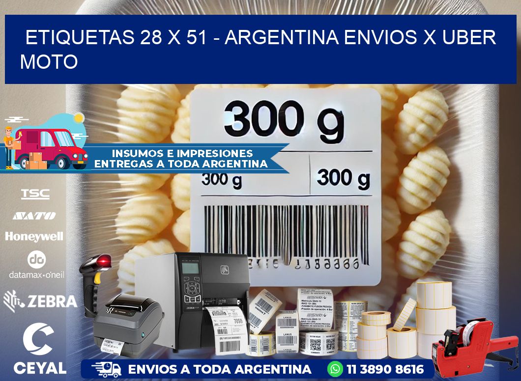 ETIQUETAS 28 x 51 - ARGENTINA ENVIOS X UBER MOTO