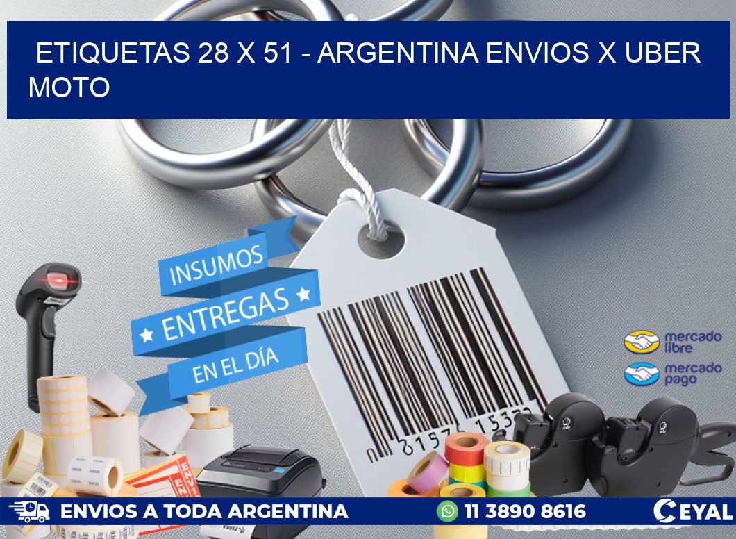 ETIQUETAS 28 x 51 - ARGENTINA ENVIOS X UBER MOTO