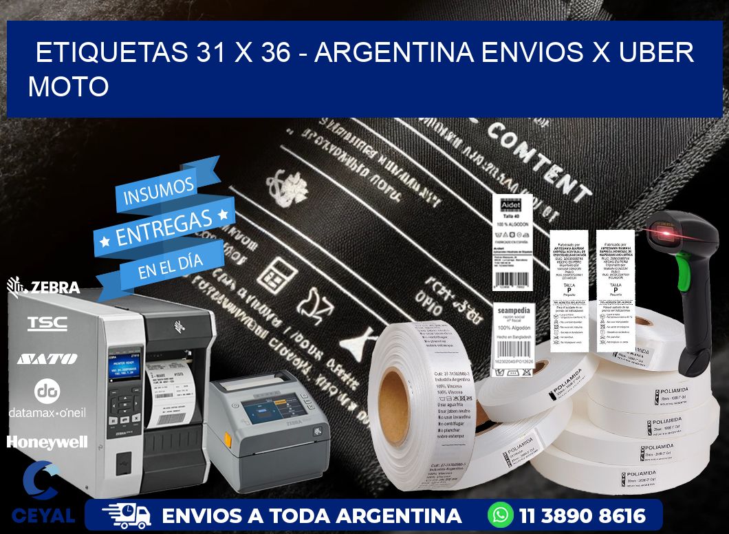 ETIQUETAS 31 x 36 - ARGENTINA ENVIOS X UBER MOTO