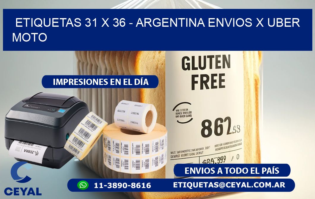 ETIQUETAS 31 x 36 - ARGENTINA ENVIOS X UBER MOTO