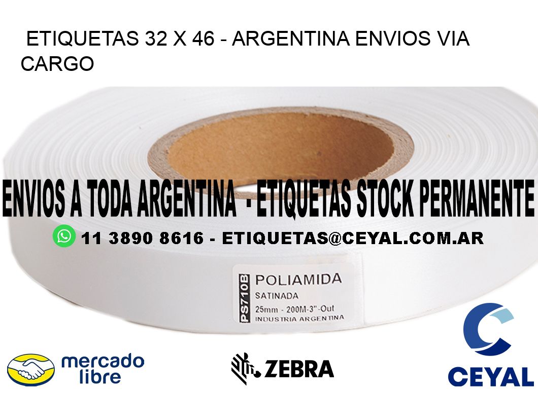 ETIQUETAS 32 x 46 - ARGENTINA ENVIOS VIA CARGO