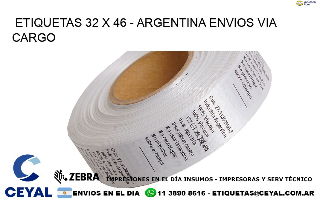 ETIQUETAS 32 x 46 - ARGENTINA ENVIOS VIA CARGO