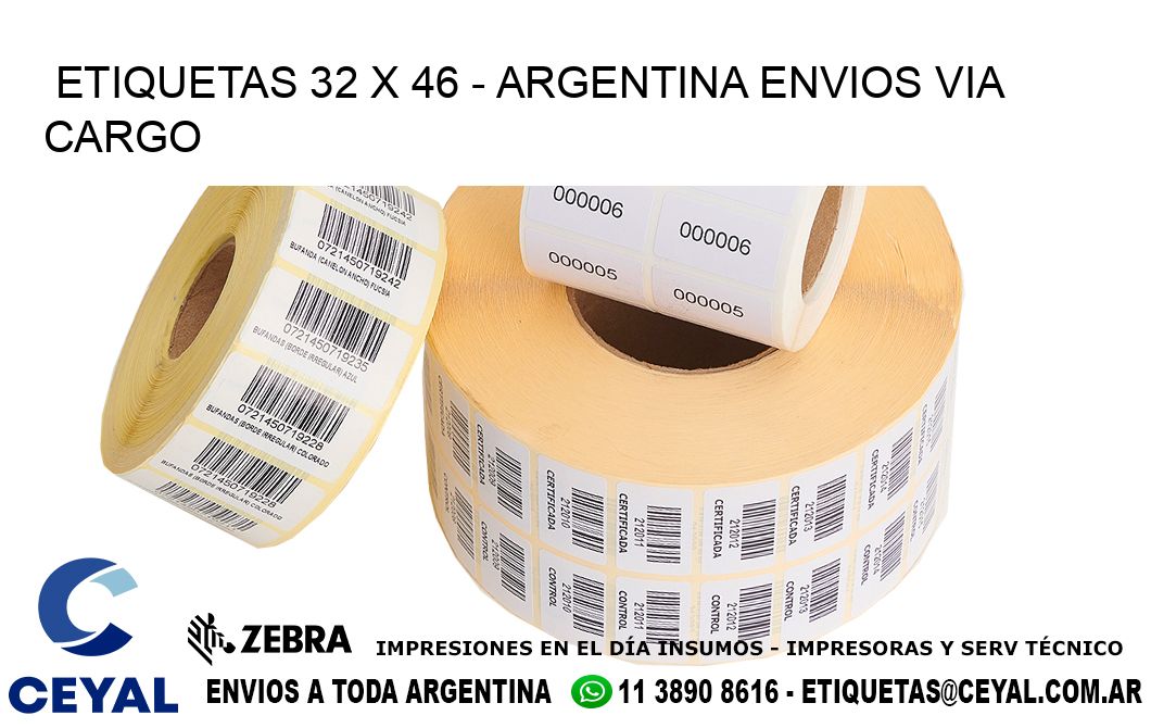 ETIQUETAS 32 x 46 - ARGENTINA ENVIOS VIA CARGO