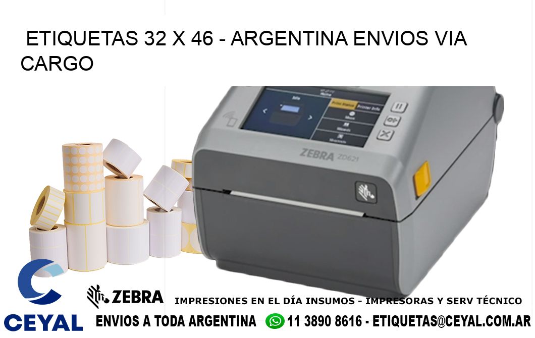 ETIQUETAS 32 x 46 - ARGENTINA ENVIOS VIA CARGO