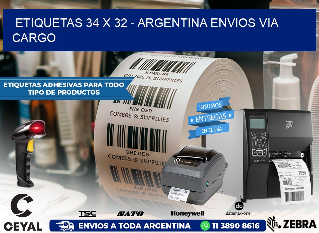 ETIQUETAS 34 x 32 – ARGENTINA ENVIOS VIA CARGO