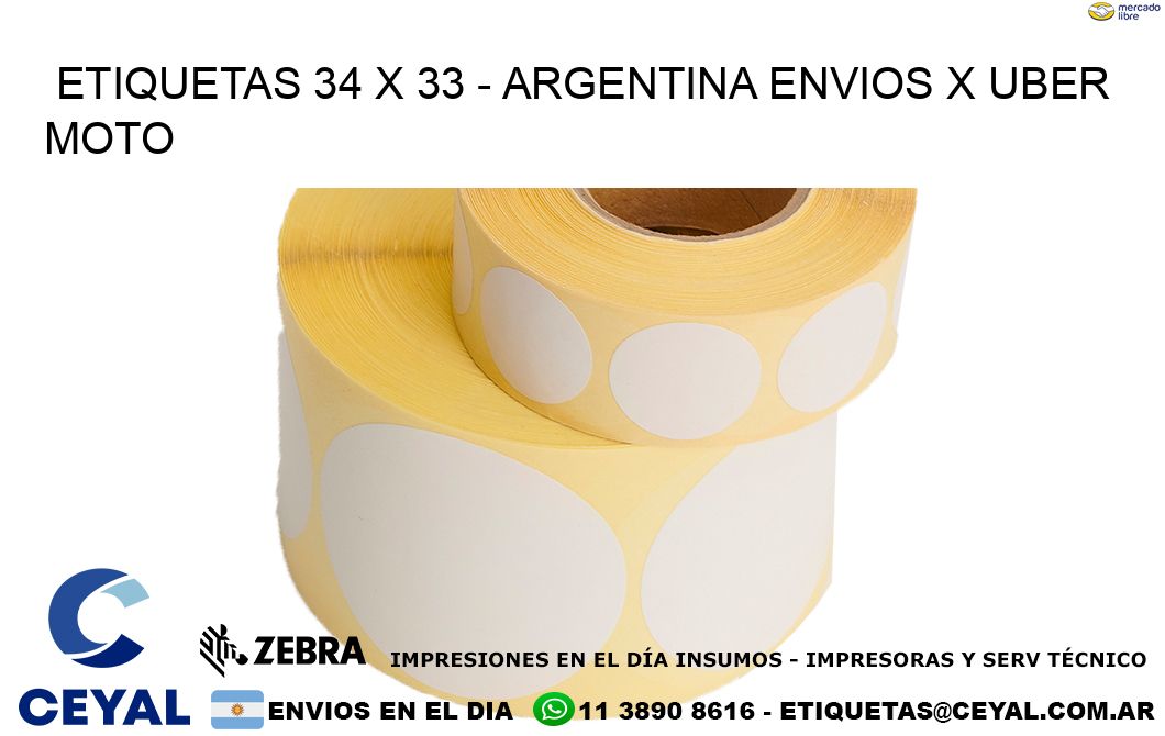 ETIQUETAS 34 x 33 - ARGENTINA ENVIOS X UBER MOTO