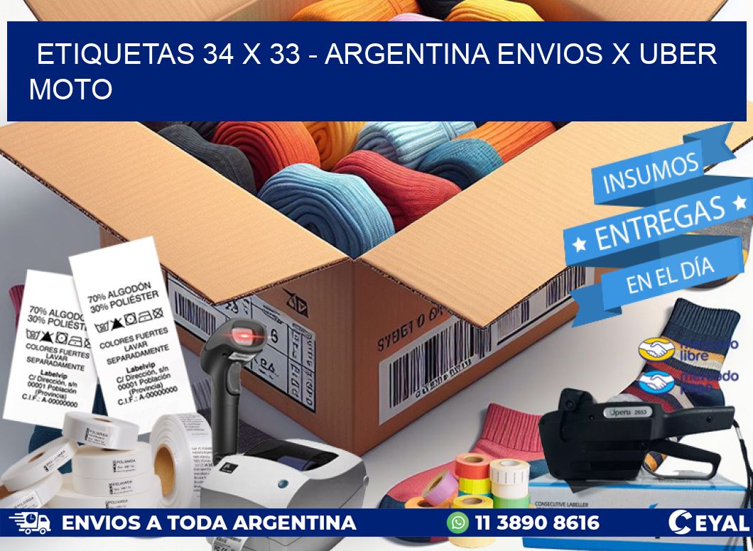 ETIQUETAS 34 x 33 – ARGENTINA ENVIOS X UBER MOTO