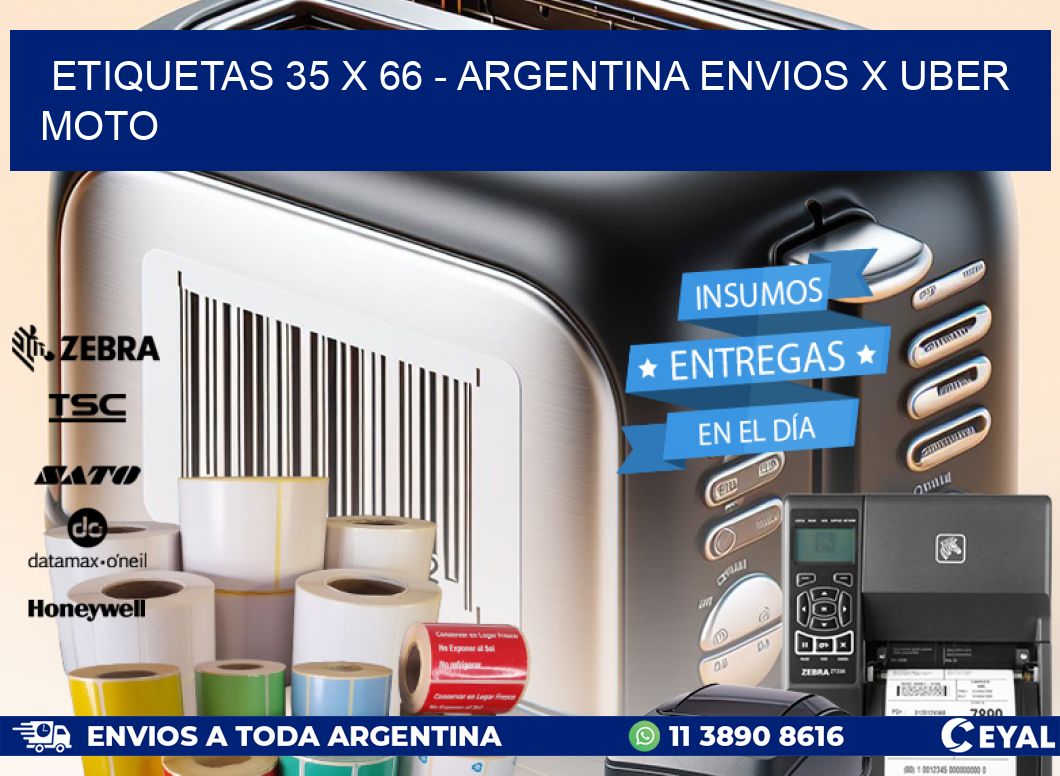 ETIQUETAS 35 x 66 - ARGENTINA ENVIOS X UBER MOTO