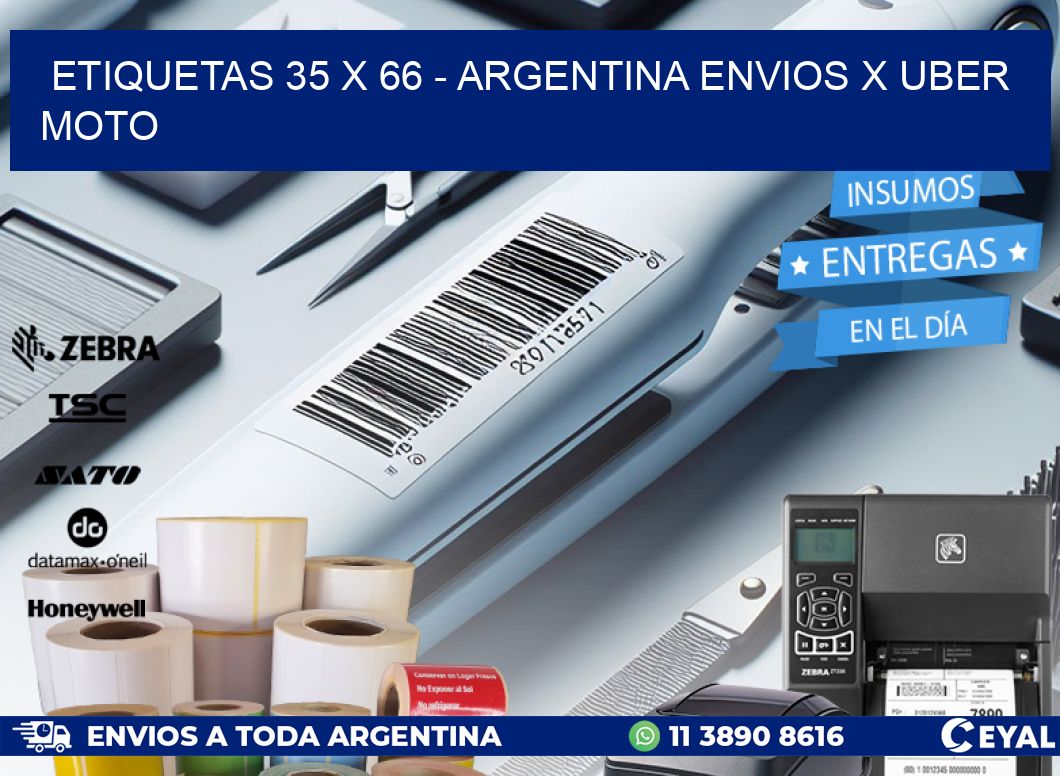 ETIQUETAS 35 x 66 - ARGENTINA ENVIOS X UBER MOTO