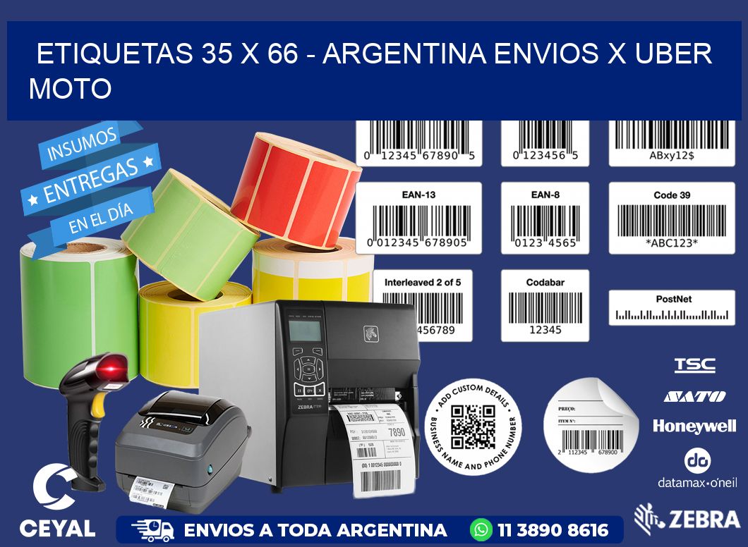 ETIQUETAS 35 x 66 - ARGENTINA ENVIOS X UBER MOTO