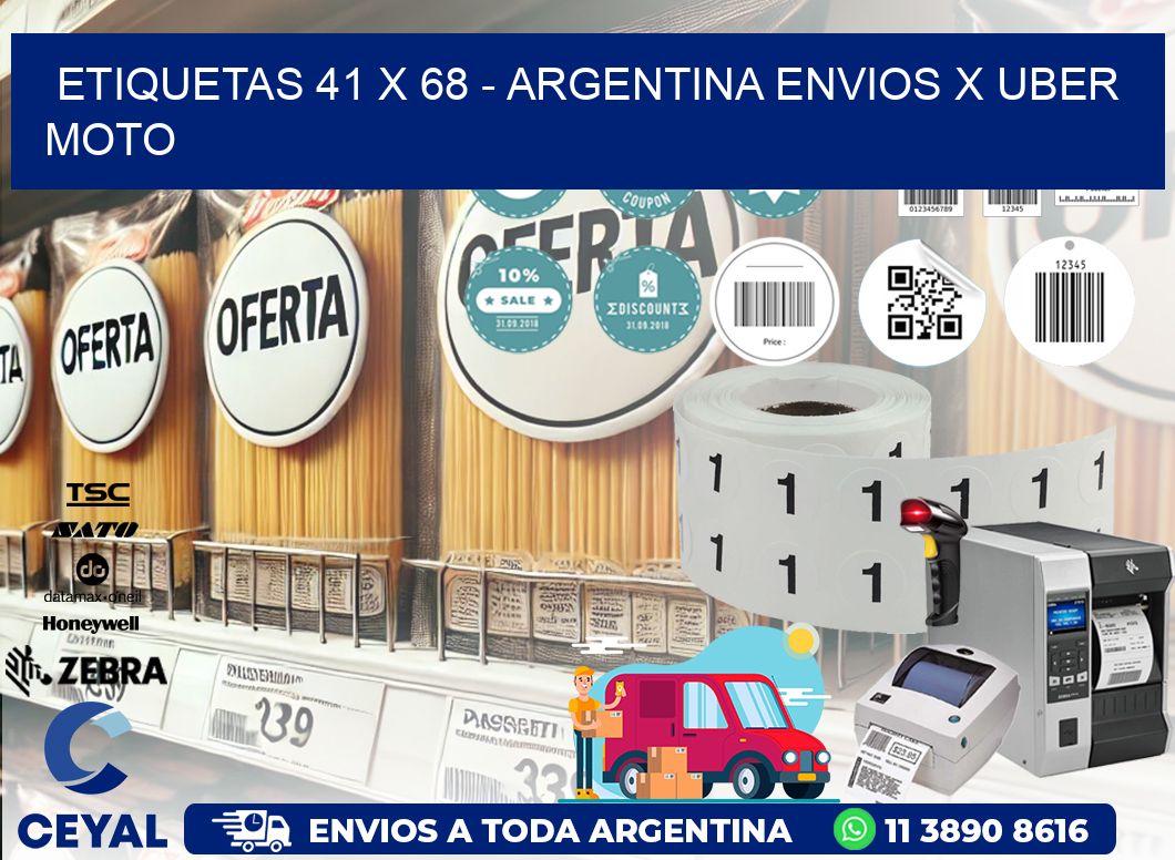 ETIQUETAS 41 x 68 - ARGENTINA ENVIOS X UBER MOTO