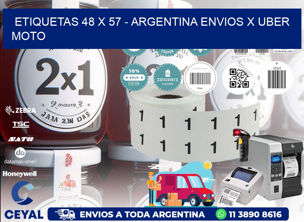 ETIQUETAS 48 x 57 - ARGENTINA ENVIOS X UBER MOTO