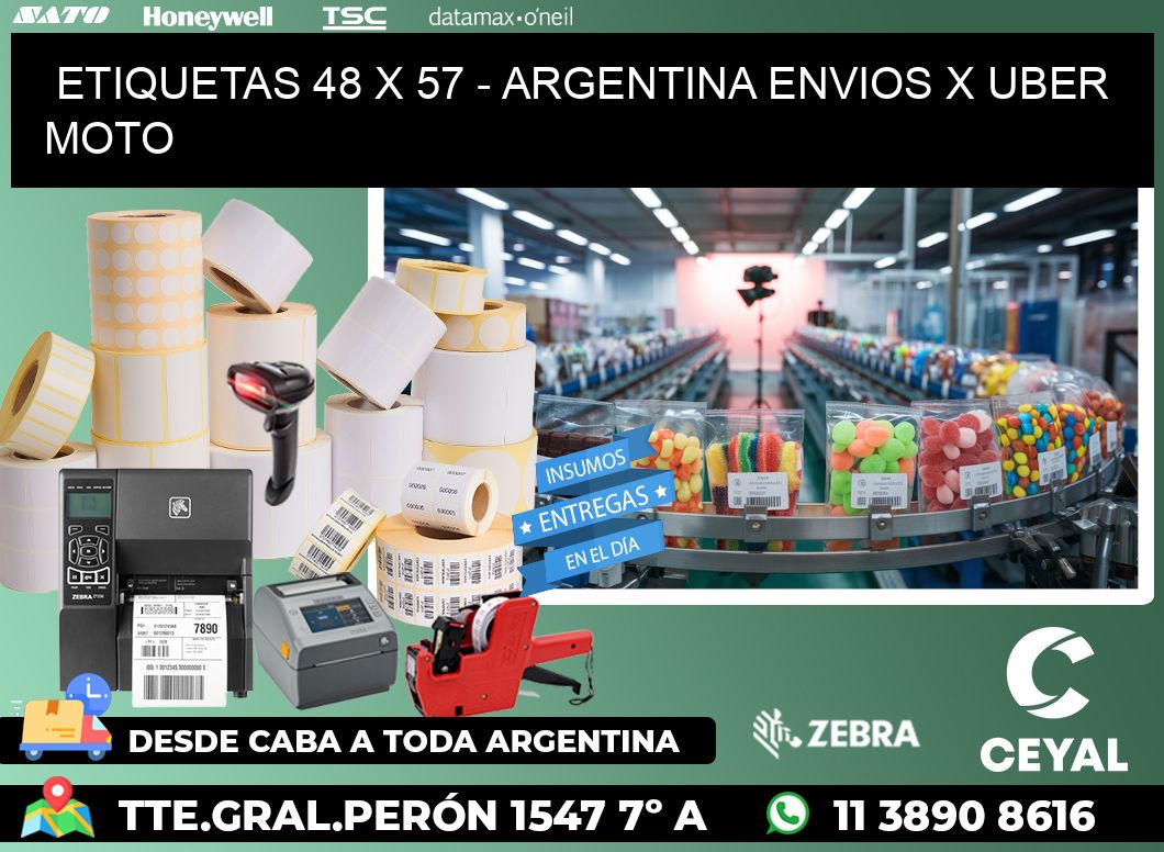 ETIQUETAS 48 x 57 - ARGENTINA ENVIOS X UBER MOTO