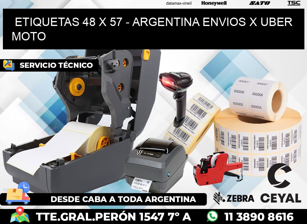 ETIQUETAS 48 x 57 - ARGENTINA ENVIOS X UBER MOTO