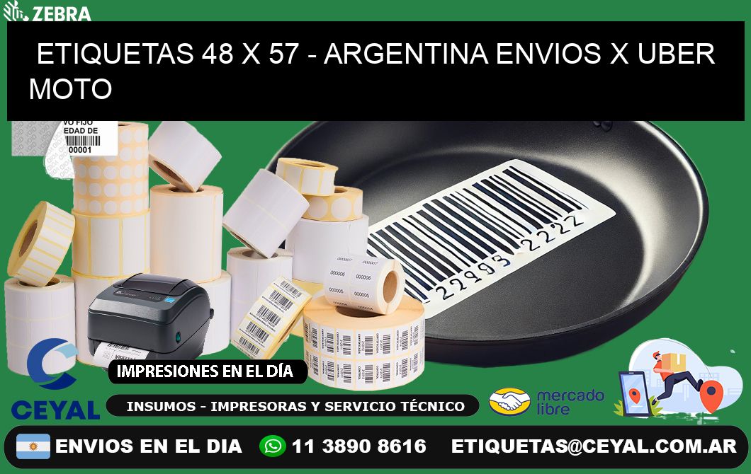 ETIQUETAS 48 x 57 - ARGENTINA ENVIOS X UBER MOTO