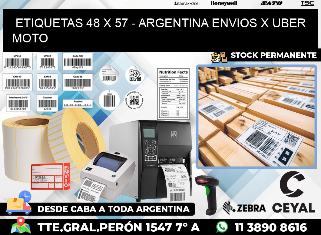 ETIQUETAS 48 x 57 – ARGENTINA ENVIOS X UBER MOTO