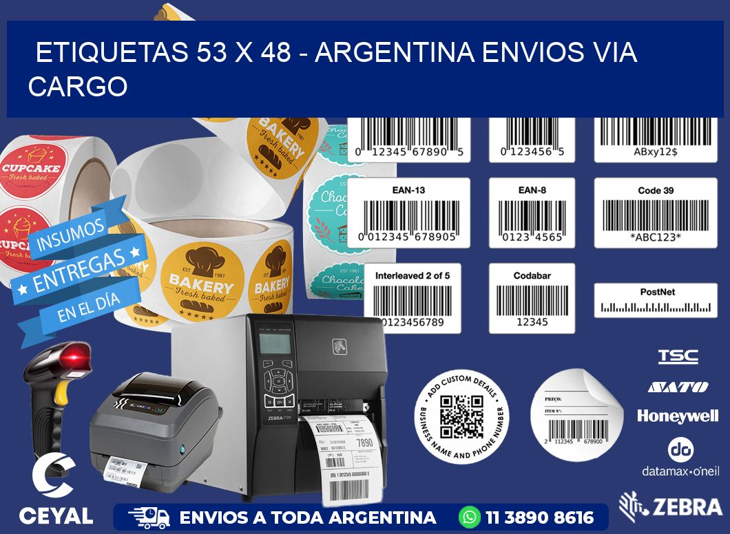 ETIQUETAS 53 x 48 - ARGENTINA ENVIOS VIA CARGO