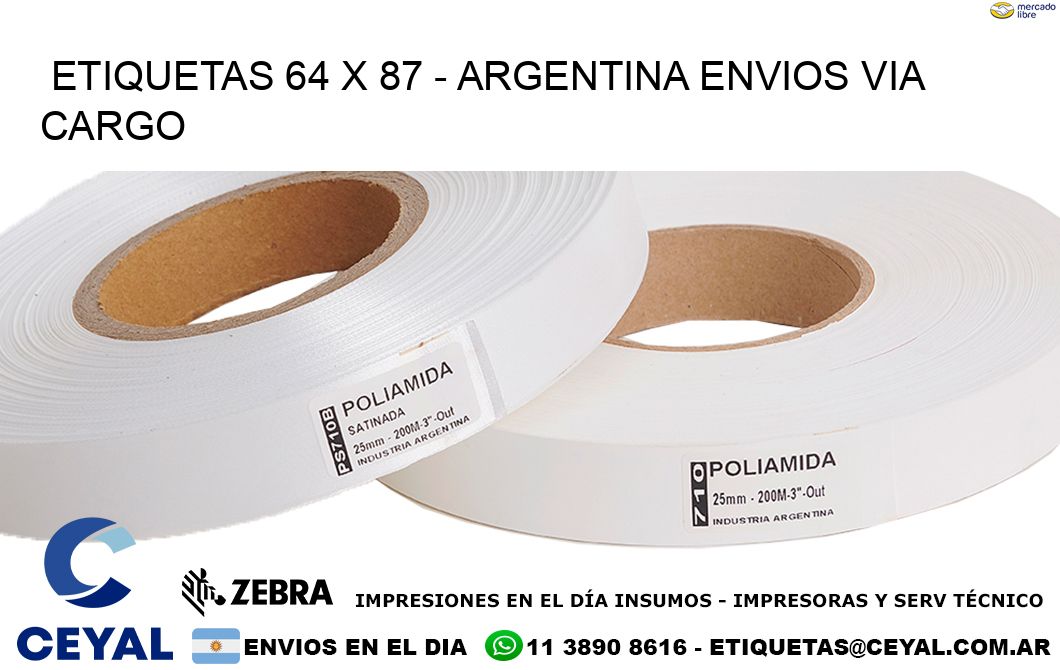 ETIQUETAS 64 x 87 - ARGENTINA ENVIOS VIA CARGO