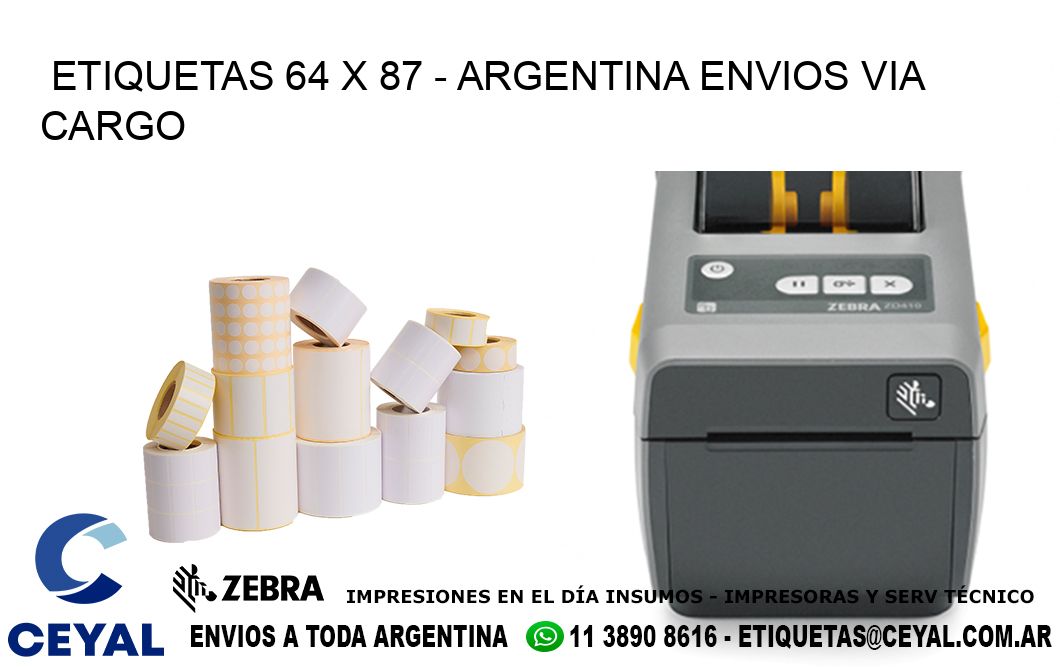 ETIQUETAS 64 x 87 - ARGENTINA ENVIOS VIA CARGO