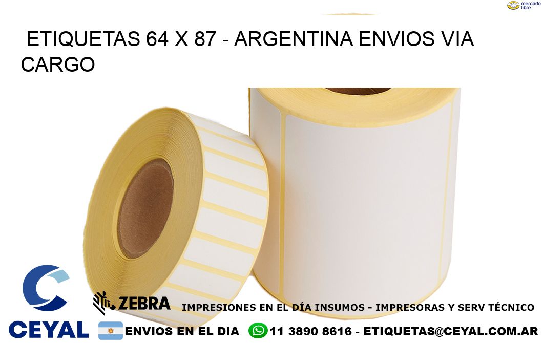 ETIQUETAS 64 x 87 – ARGENTINA ENVIOS VIA CARGO