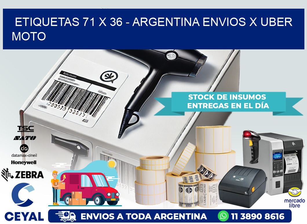 ETIQUETAS 71 x 36 – ARGENTINA ENVIOS X UBER MOTO