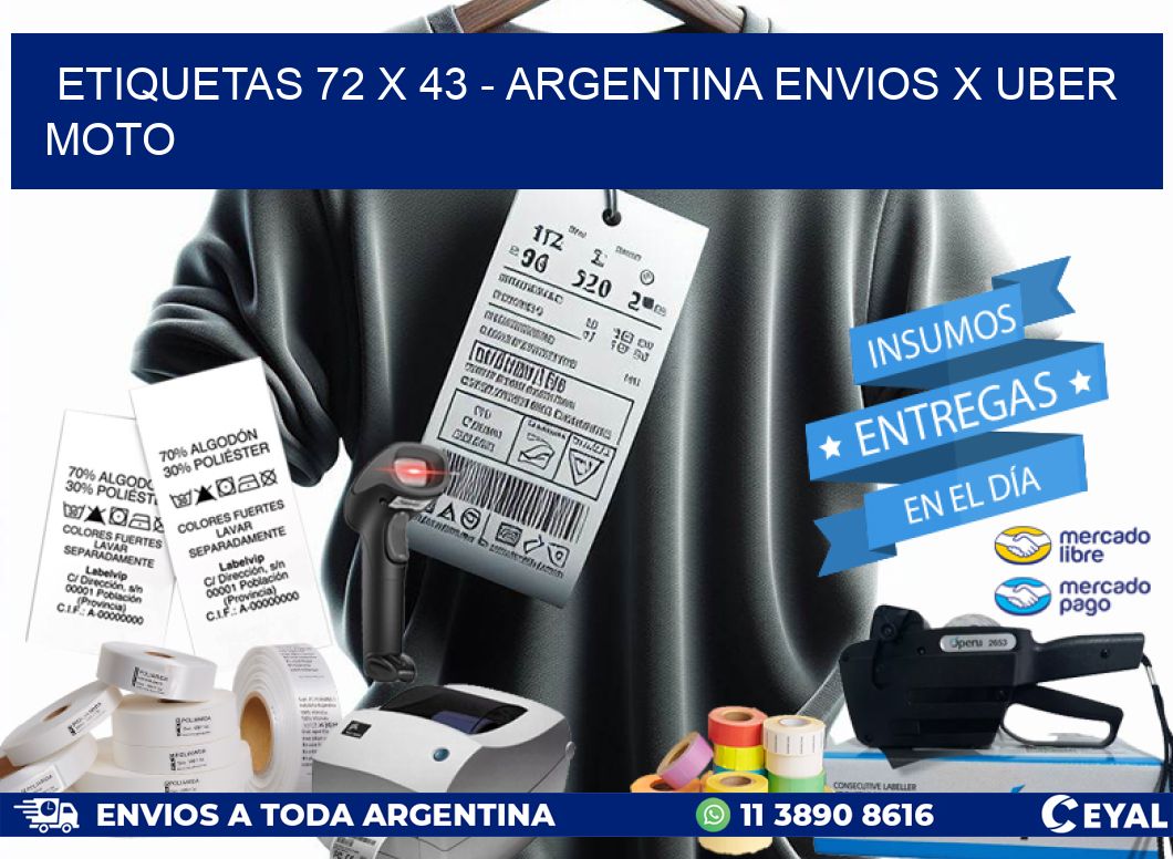 ETIQUETAS 72 x 43 – ARGENTINA ENVIOS X UBER MOTO