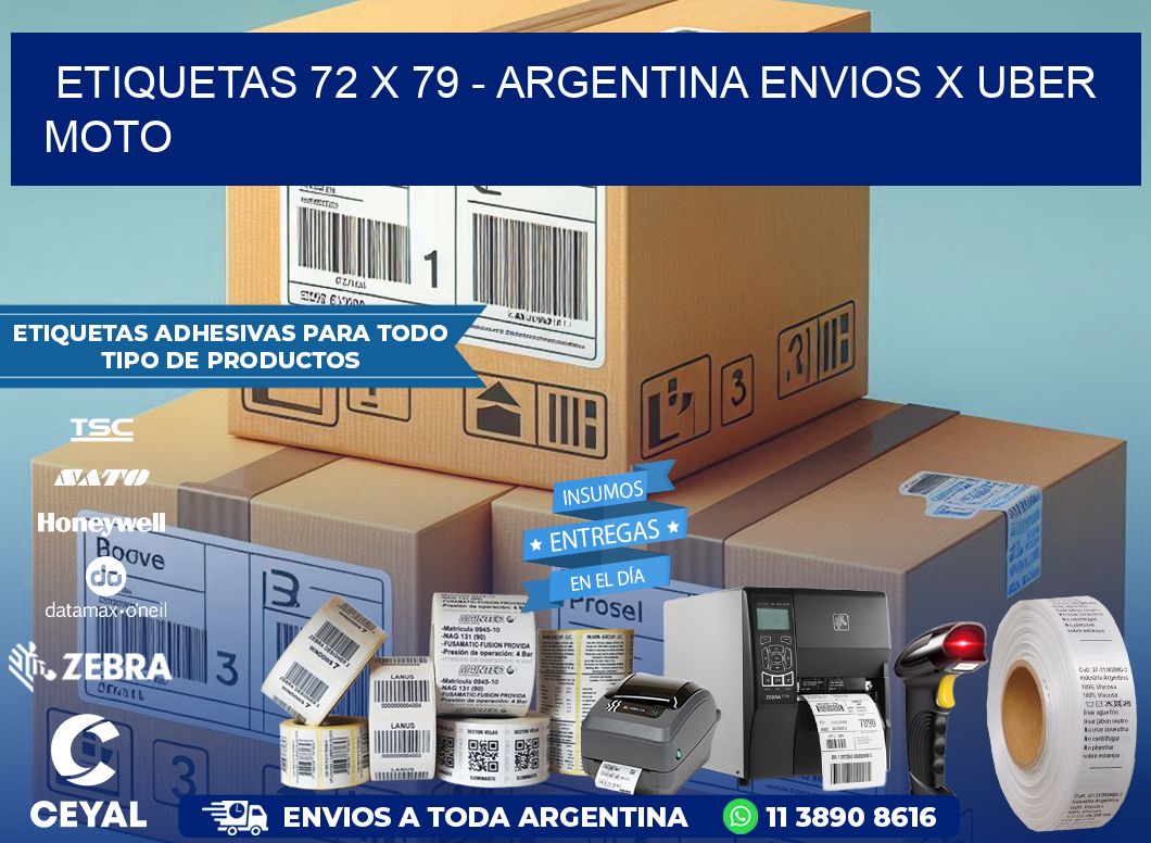 ETIQUETAS 72 x 79 - ARGENTINA ENVIOS X UBER MOTO