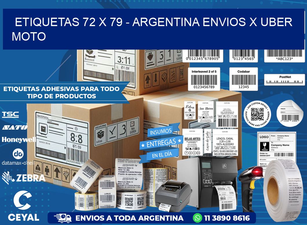 ETIQUETAS 72 x 79 – ARGENTINA ENVIOS X UBER MOTO