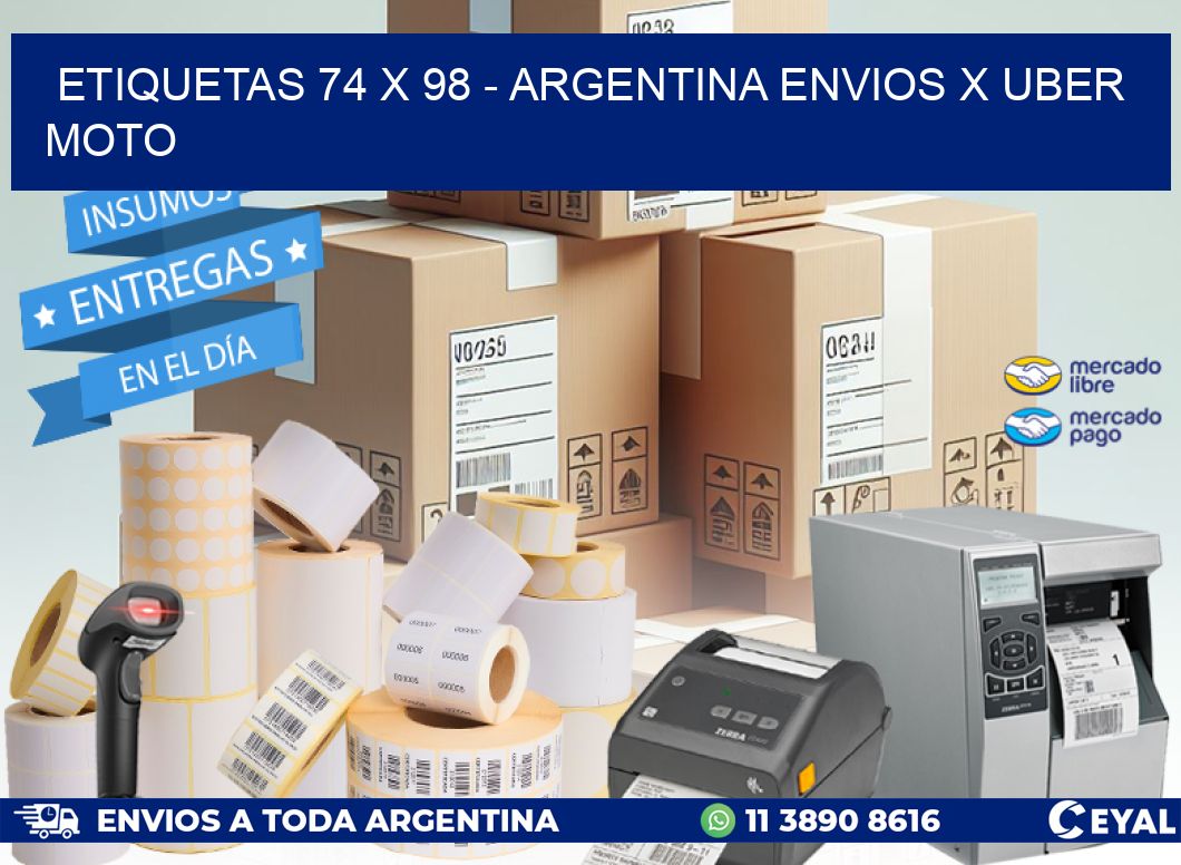 ETIQUETAS 74 x 98 - ARGENTINA ENVIOS X UBER MOTO