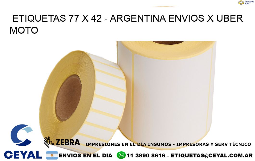 ETIQUETAS 77 x 42 - ARGENTINA ENVIOS X UBER MOTO