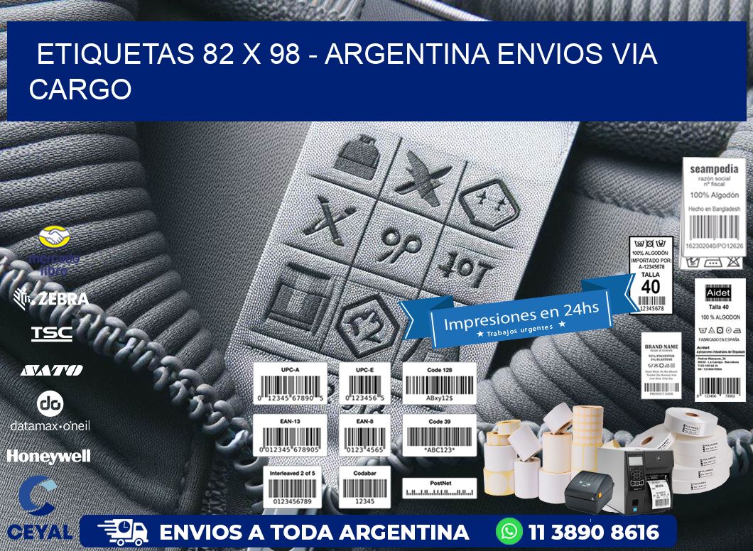 ETIQUETAS 82 x 98 - ARGENTINA ENVIOS VIA CARGO